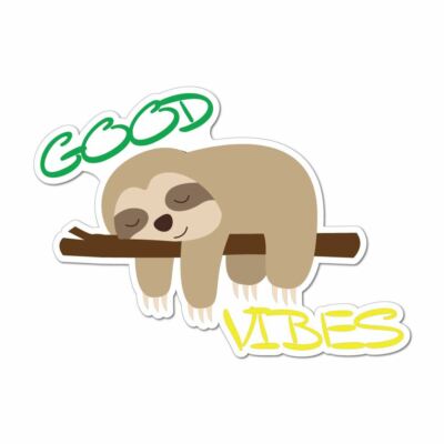 Good Vibes Sleepy Sloth Car Sticker Decal Animal Sleep Chill High Hammock Life