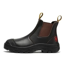 ROCKROOSTER Men Wide 6" Steel Toe Slip On Rubber Outsole Work Boots