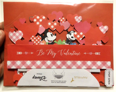 1 Papyrus Card High Quality Valentine's Mickey & Minnie Mouse Pop Open Card