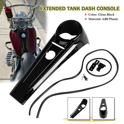Vivid Black Extended Tank Dash Console For Harley Softail Night