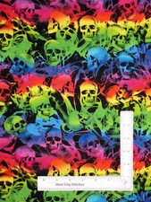 Halloween Skulls Skeleton Multi Color Cotton Fabric Hi Fashion c8908 By The Yard