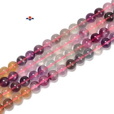 Multi Color Rainbow Fluorite Smooth Round Beads Size 6mm 8mm 10mm 15.5 Strand