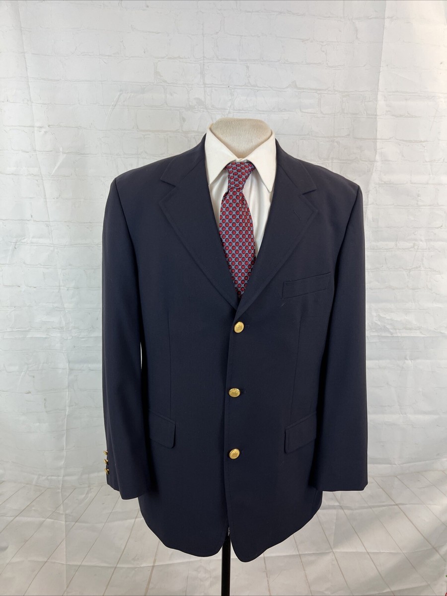 Brooks Brothers 柄入り テーラードジャケット ネイビー 41 Brooks Brothers Men's Navy Blue Solid Wool Blend Blazer 41R