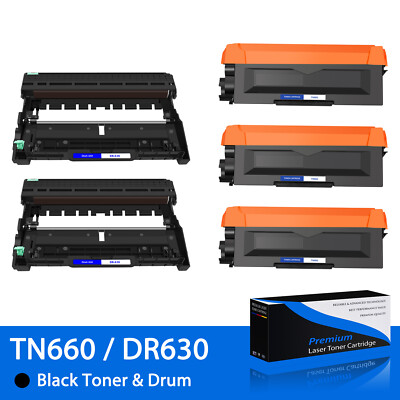 3PK TN660 Toner + 2PK DR630 Drum Unit for Brother DCP-L2540DW DCP-L2300D Printer