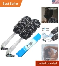 Charcoal-Infused Loofah Back Scrubber Duo - Premium 17-Inch Exfoliating Brushes