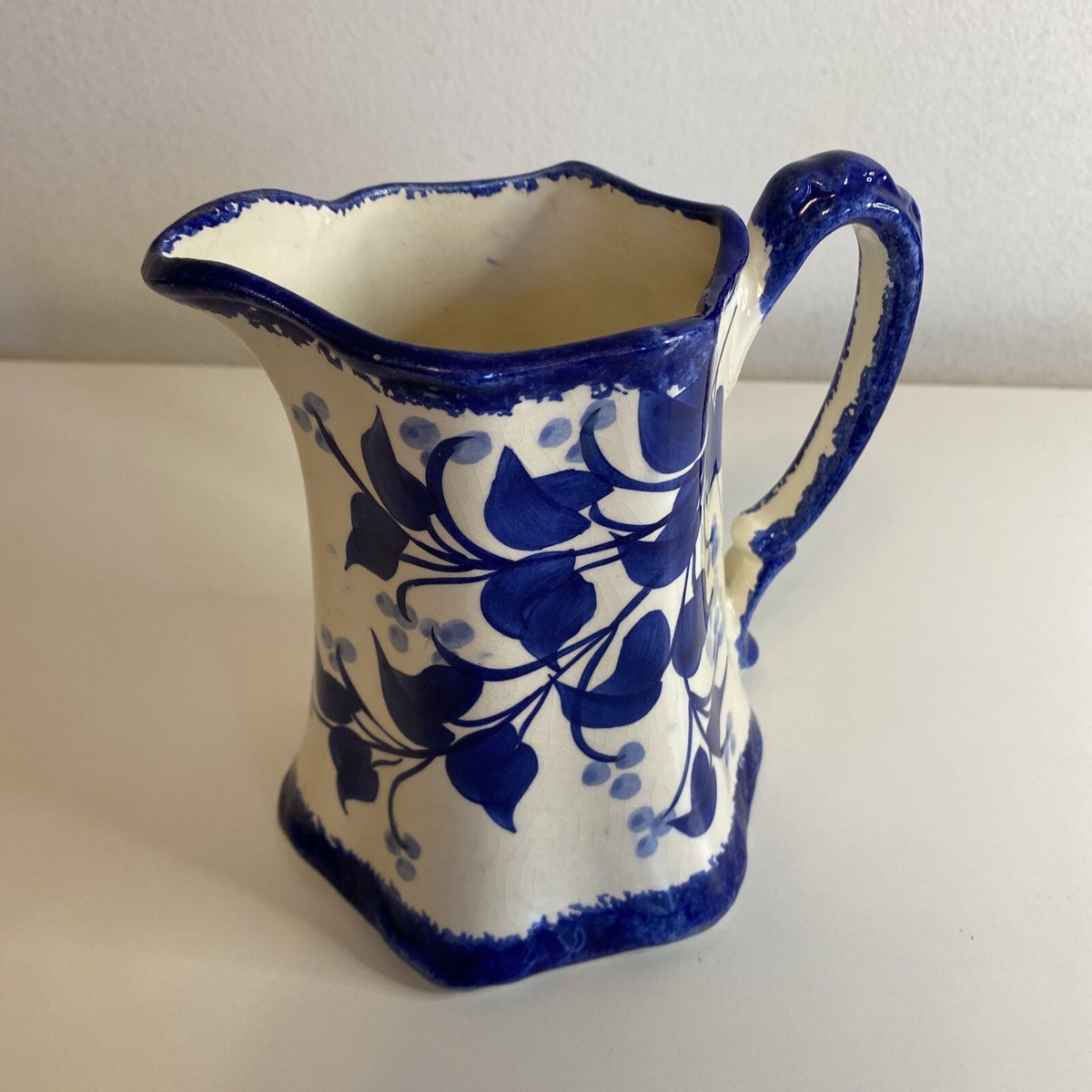 Cash Family Pottery Hand Painted Pitcher Blue Flowers Erwin TN | eBay