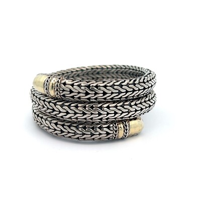 JOHN HARDY STERLING SILVER 22K YELLOW GOLD DOUBLE