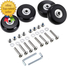 50Mm X 18Mm Set of 4 Luggage Suitcase Replacement Wheels Rubber Swivel
