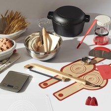 Sourdough Bread Starter Kit Baking Supplies with Cast Iron One Size, red