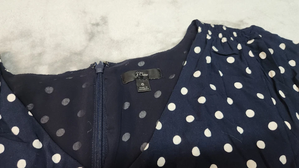 Vestido a lunares azul marino talla 6 de J.Crew para mujer Foto 2 de 4
