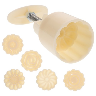 #ad 1Set DIY Moon Cake Mould with Stamps White Hand Pressure Mold for Baking $18.78