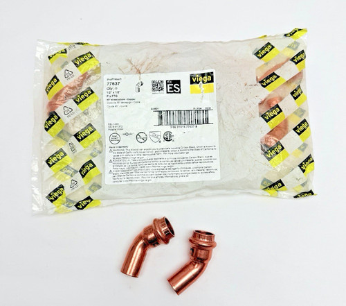 Lot Of 9, Viega ProPress 77637 Copper 1/2" 45° Street Elbow