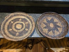 SET OF 2 Woven Wicker Charger Plates 12" Basket Wall Decor Boho Rustic Southwest