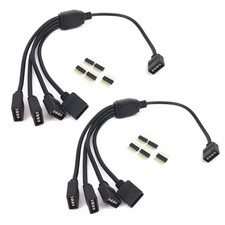 2 Pcs Black 4 Pins LED Splitter Cable LED Strip Connector 4 Way Splitter Y Split