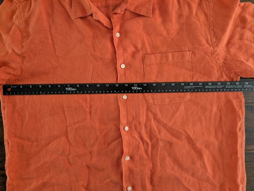 Banana Republic Herren Large Kurzarm Hemd Orange 100% Irish Linen - Bild 5 von 6
