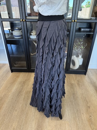 Free People x Lydia Ruffled Maxi Skirt Anthracite XS - Picture 5 of 11