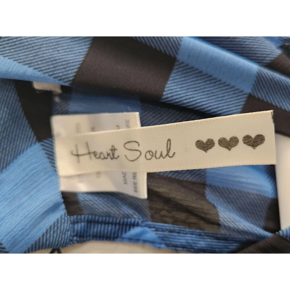 Top túnica Heart Soul para mujer talla L azul y negro búfalo a cuadros con volantes Foto 2 de 4