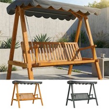 3 Seater Garden Swing Seat with Canopy, Outdoor Hammock Bench