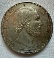 1873 NETHERLANDS Wilhelm III Antique Old Silver 2 1/2 G UNGRADED