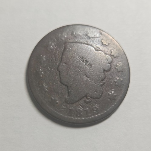 1819 Coronet Head Large Cent US Copper Coin FULL BOLD DATE Ungraded/Circulated