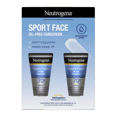 Neutrogena Sport Face Sunscreen SPF 70 Oil Free Broad Spectrum UVA UVB 2 pk 2 5