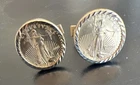 (1/10 oz) Lady Liberty  Gold Coin 2001 Cufflinks set in 14K Yellow Gold Be