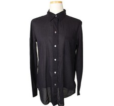 Theory Black Mother-of-Pearl Button Cotton Shirt S 26809089
