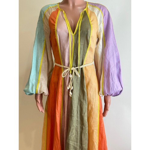 Zimmermann Lola Panelled Maxi Dress Womens 0 / 4 US Multicolor Belted Seashells - Picture 14 of 19