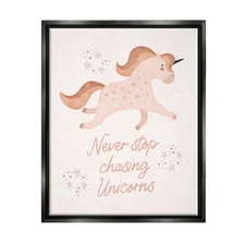 Never Stop Chasing Unicorns Phrase Framed Floater Canvas Wall Art, Design by ...