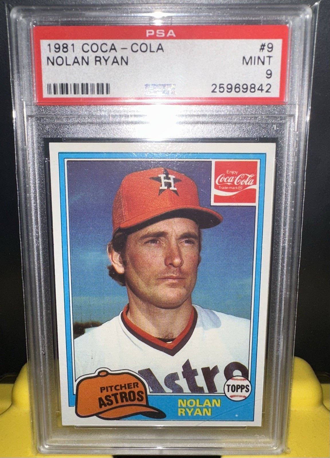 1981 TOPPS COCA-COLA - NOLAN RYAN #9 - PSA 9 MINT - RARE GRADE - HOT LOW POP 84!