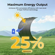 100W Fiberglass Flexible Solar Panel, Portable Bendable 12 Volts 10BB