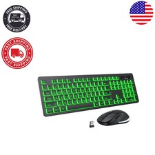 Ambidextrous Wireless Keyboard  Mouse Combo with Adjustable RGB Lighting Effect