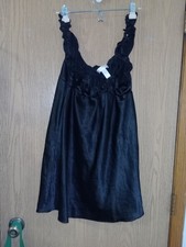 Vtg Oscar de la Renta Black Ruffle Neckline Slip Dress  Pink Label Size XL