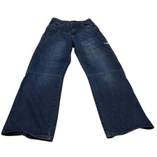 VTG Rocawear Game Hunters Boys Jeans 16 Dark Blue Heavy Embroidered Wide Leg Y2K