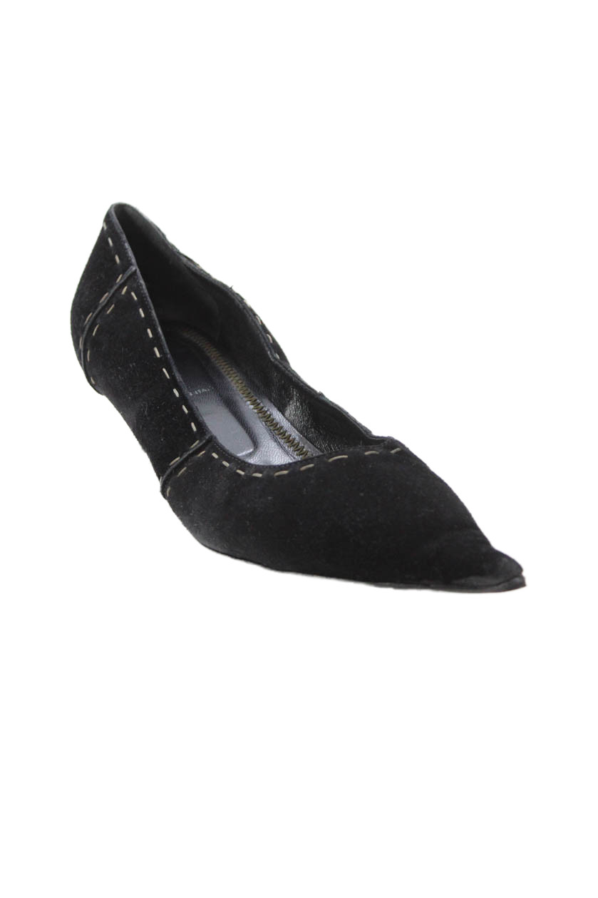 Fendi Womens Suede Pointed Toe Slip-On Kitten Heels Black Size 10.5Free Shipping in US $100+ Orders | $6.95 Orders Below