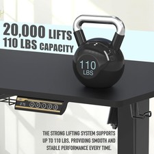  100 x 60 cm Electric Standing Desk with Wheels & Memory Preset, Black | Height  — image 3