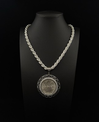 HEAVY 150g 925 Silver 7mm Rope Chain 24in & Mex 1oz Libertad