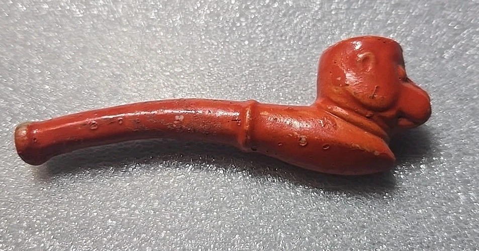 1930's Vintage Cracker Jack Bisque Red Dog Face Bubble Pipe Toy Premium Prize - Image 3 of 4