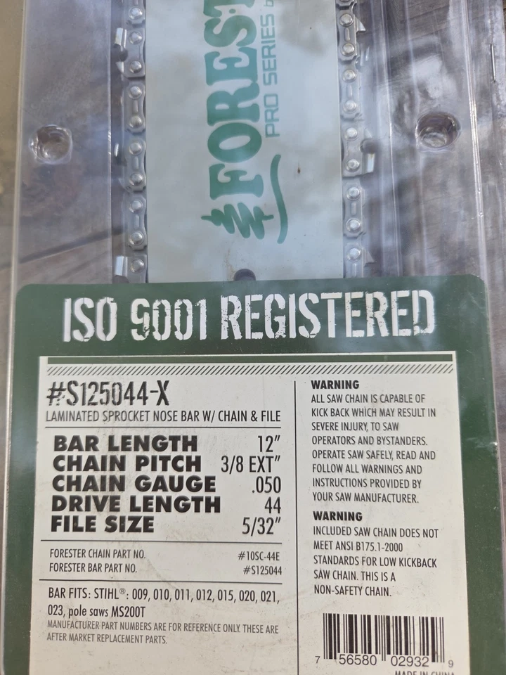 Barra guía y cadena para motosierra 8TEN 12" .050 3/8LP 44DL para Stihl Ms200 63PM344E Foto 2 de 4