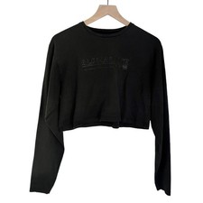 Alphalete Women  s Long Sleeve Crop Top Crew Neck Sweatshirt in Black Size Small