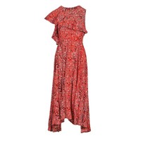 Maje Kleid Rot Viskose Gr. 36 S Damen Midi Leopardenmuster H18RIVELE