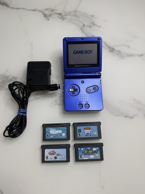 Nintendo Gameboy Advance SP AGS-001 - Blue - With 4 Games, Super