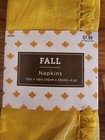 Fall Tableware Cotton Napkins 18x18" Set Of 4 & 4 Metal Napkin Rings NEW w Tags