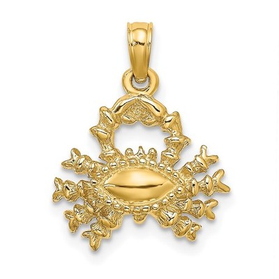 10K Gelbgold 3-D Krebs Sternzeichen Anhänger 1,45gm L-20mm, B-15mm