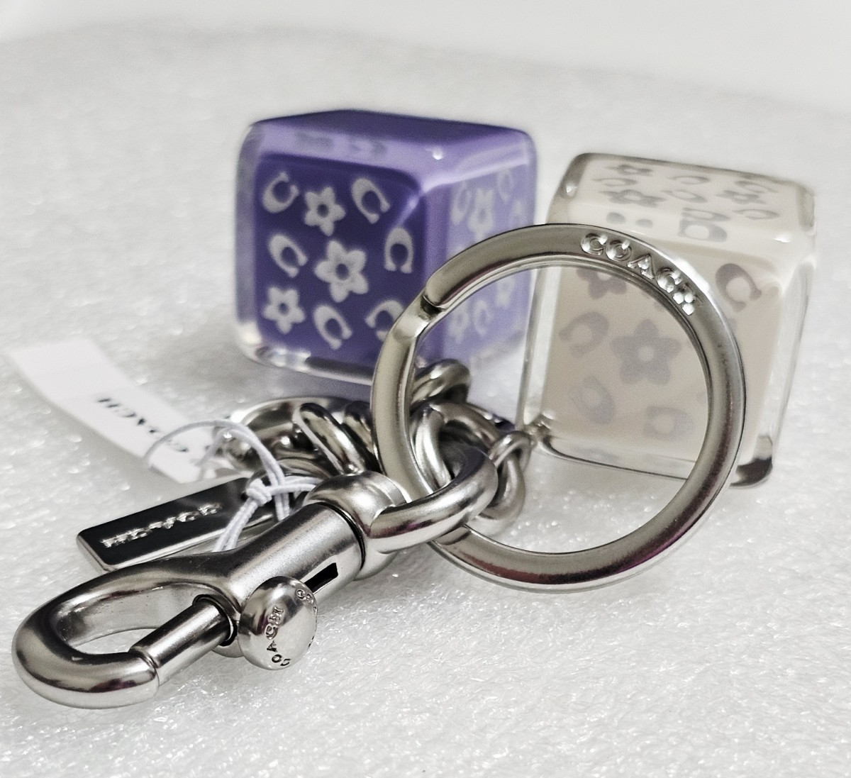 COACH チェス Coach CH831 Dice Cluster Bag Charm Keychain Gold Pink