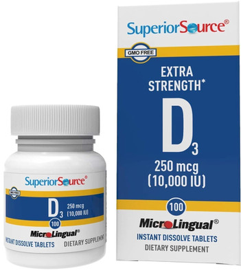 Superior Source Vitamin D3 10000 IU, Quick Dissolve MicroLingual Tablets, 100 Co