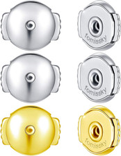 Secure Earring Backs for Studs, 3 Pairs Locking Earring Backs Replacements 18K W