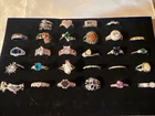 Vtg RETRO Modern Cocktail Rings Lot Rhodium Plate Gold Silver Tones Costume 28