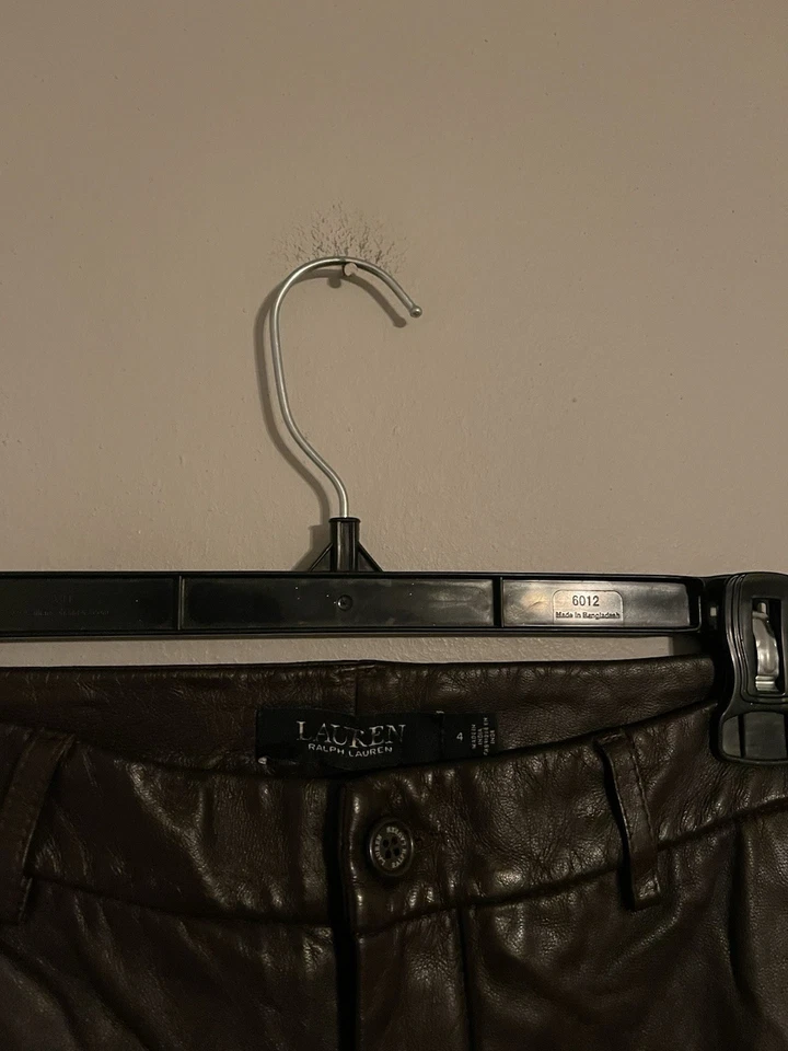 Ralph Lauren 100% Lamb Leather Ladies Chocolate Brown Pants - Women's 4 (28xU) - Image 2 of 4