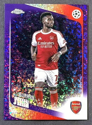 Bukayo Saka PURPLE MINI DIAMONDS /75 #12 2025-26 Topps Chrome UEFA Arsenal